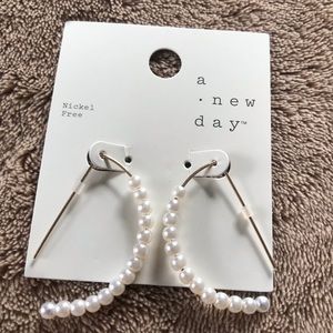 BOGO Pearl Drop Hoop Earrings - a New Day